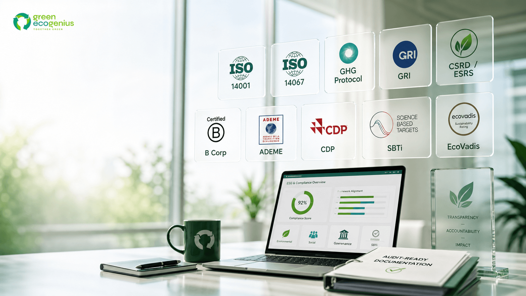 Normes et certifications intégrées - B Corp, ADEME, CDP, SBTi, EcoVadis, ISO